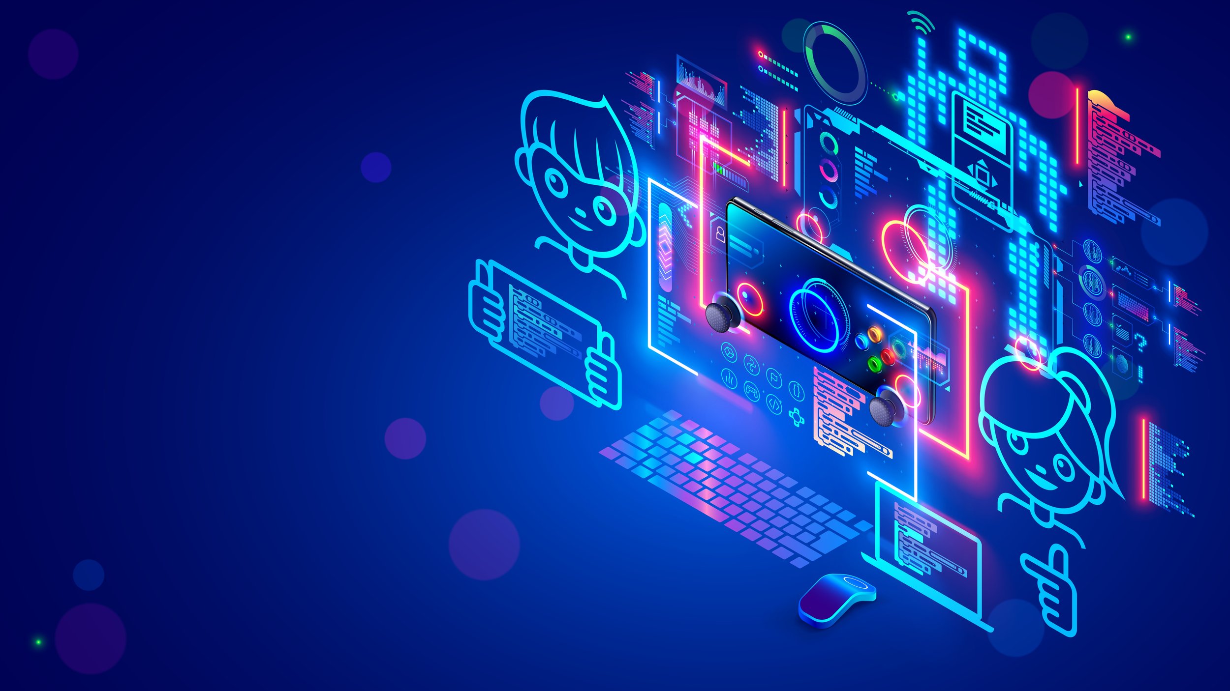 Video Game Design logos on a computer